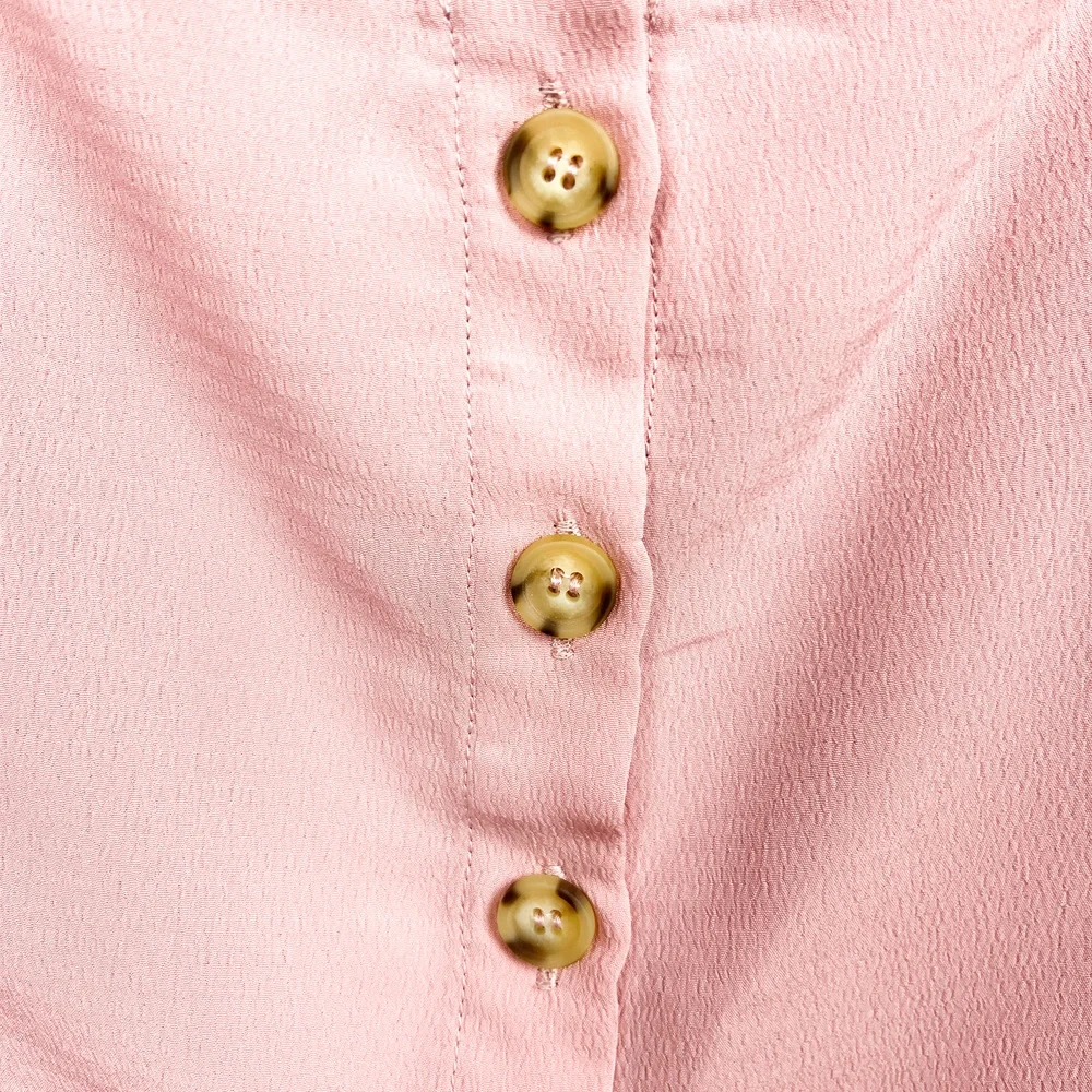 Active USA NWT Short Sleeve Button-Up Light Pink Crop Top - Picture 6 of 9